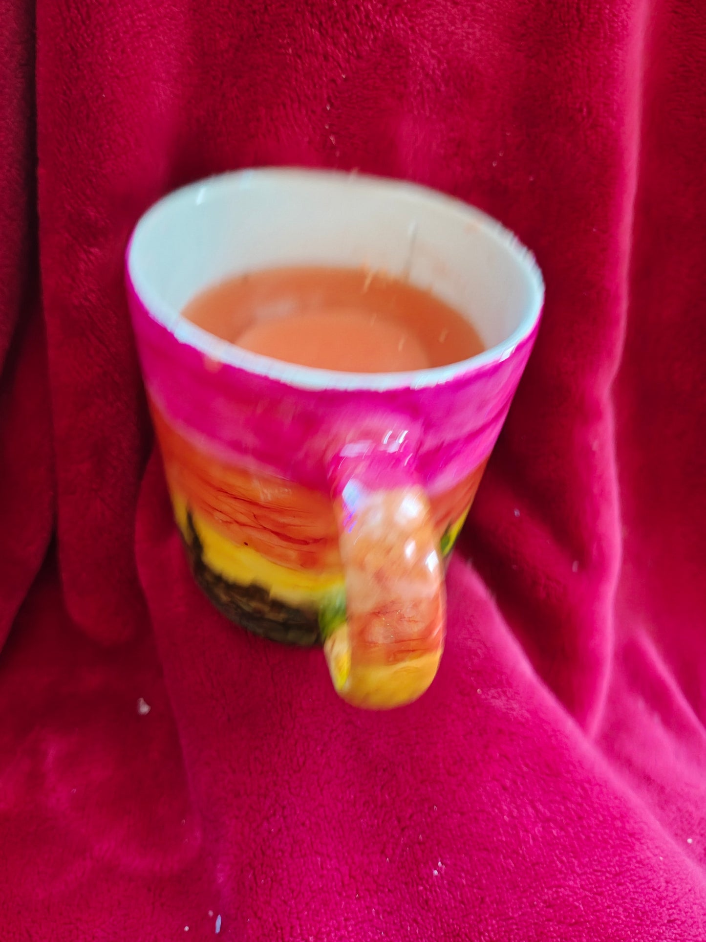 16oz ceramic coffee mug with orange candle