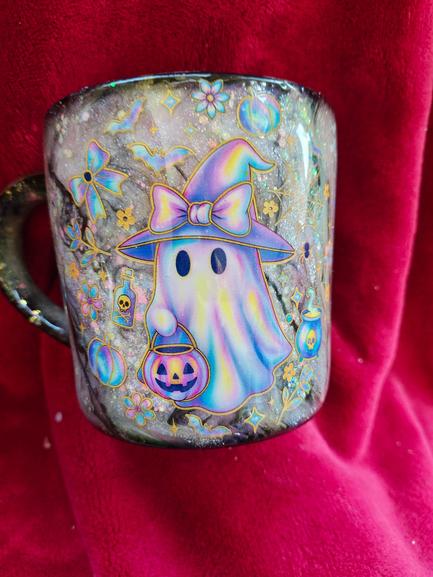 16oz ceramic coffee mug with orange candle