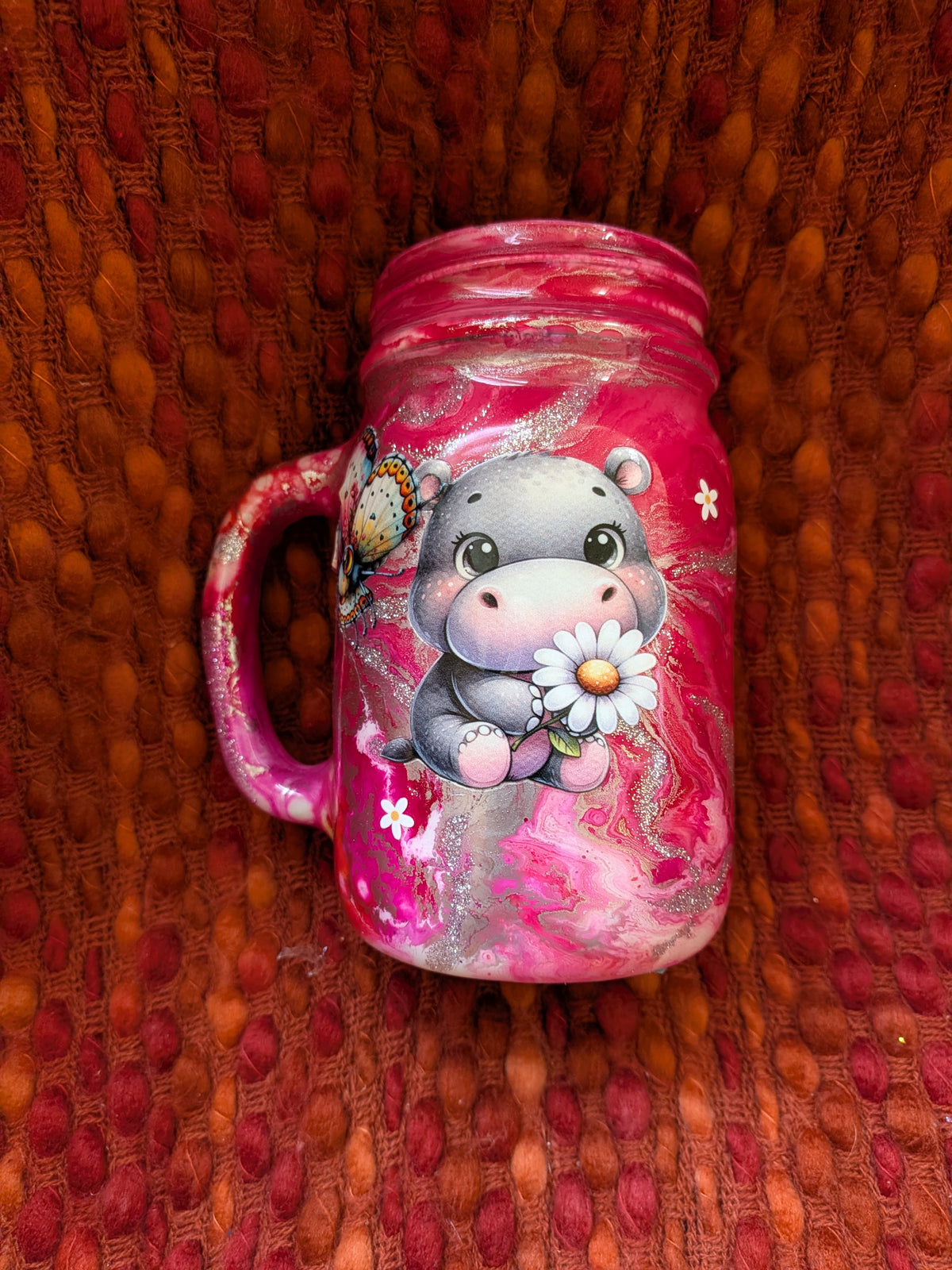 #91. 16oz Handled Mason jar