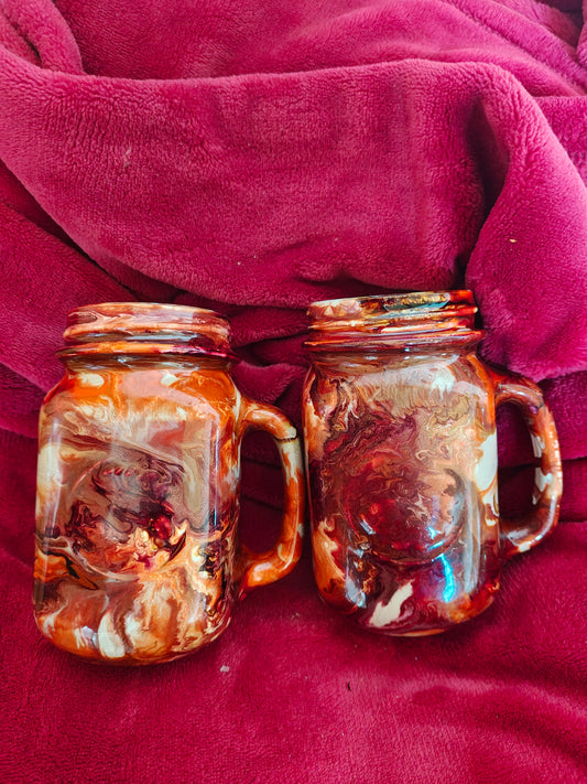 2 16oz mason jars with handles