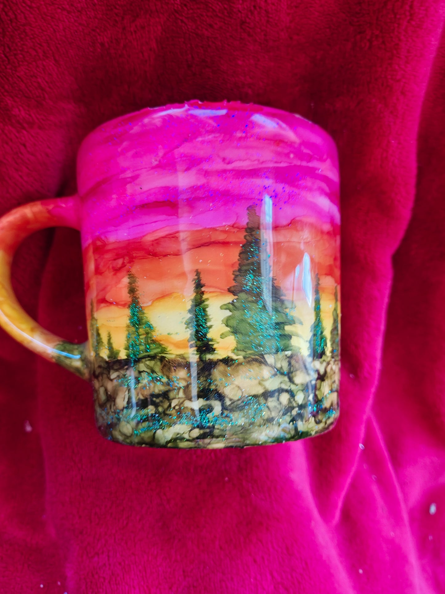 16oz ceramic coffee mug with orange candle